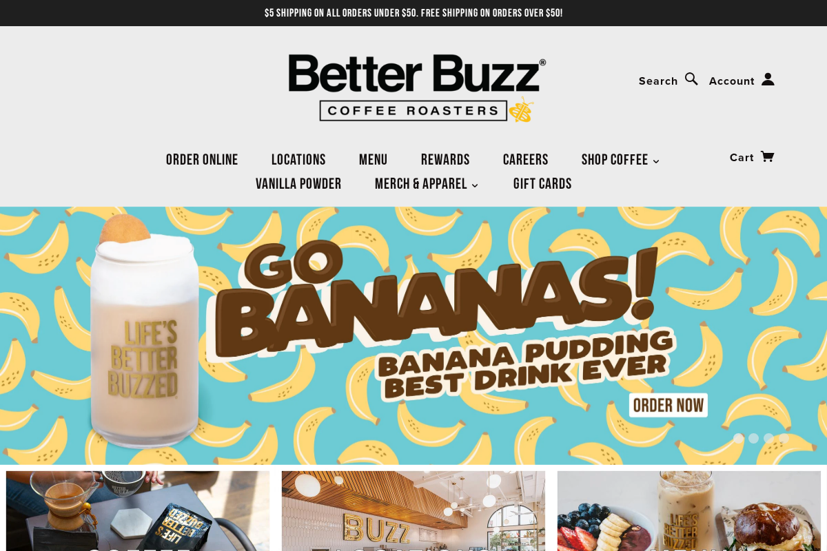 Better Buzz Coffee homepage screenshot