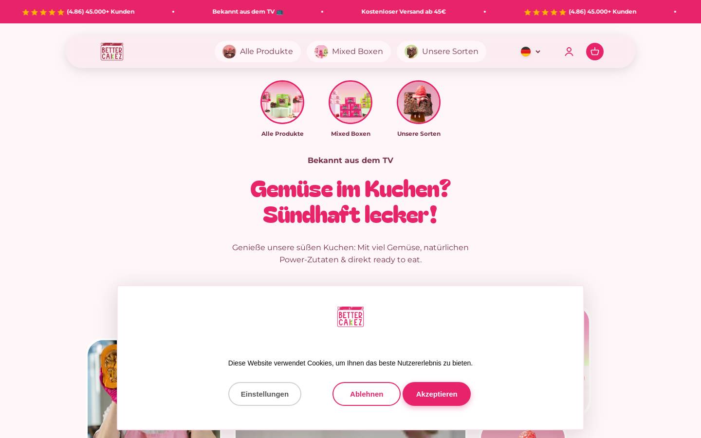 Bettercakez homepage screenshot