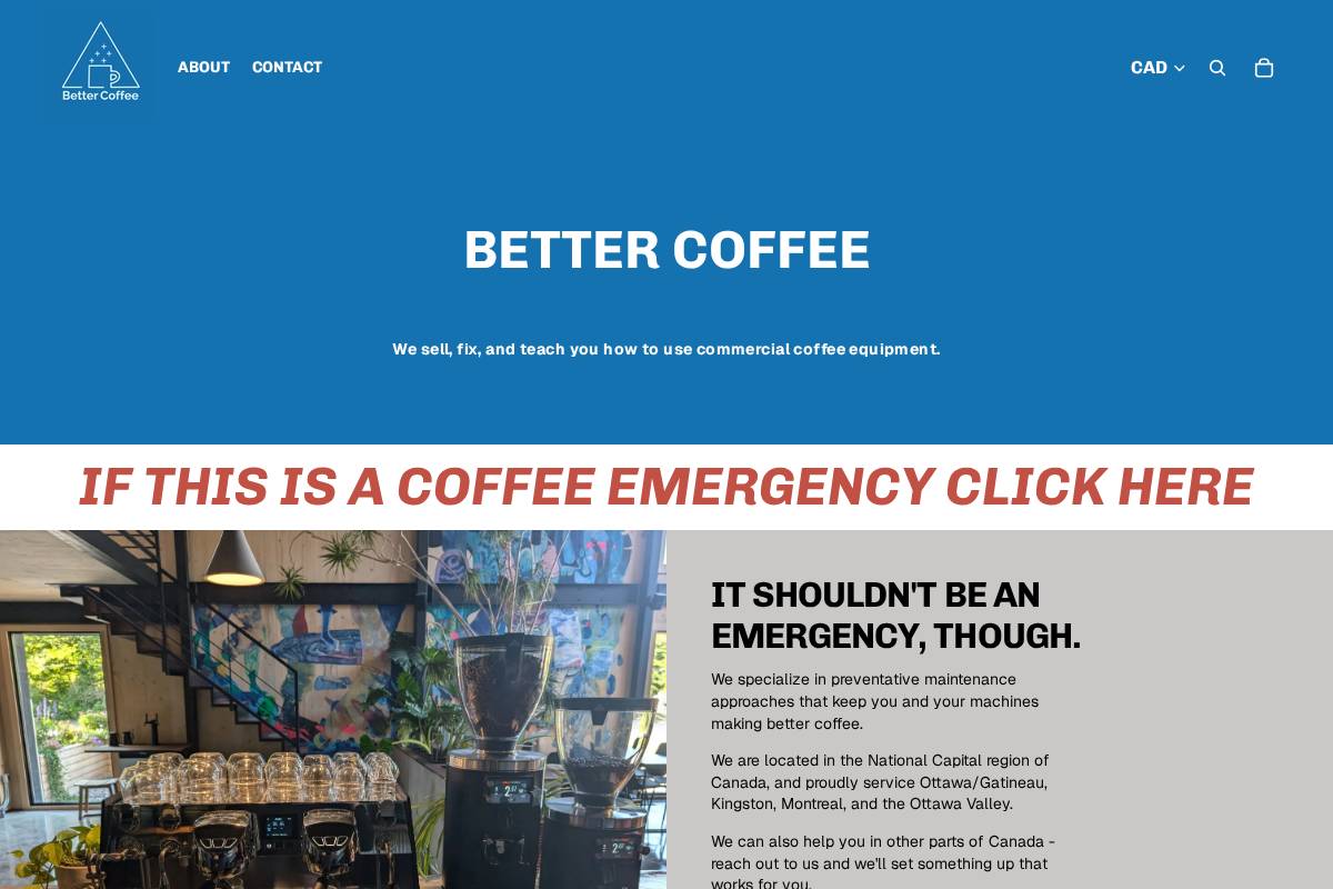 bettercoffeecanada.com homepage screenshot