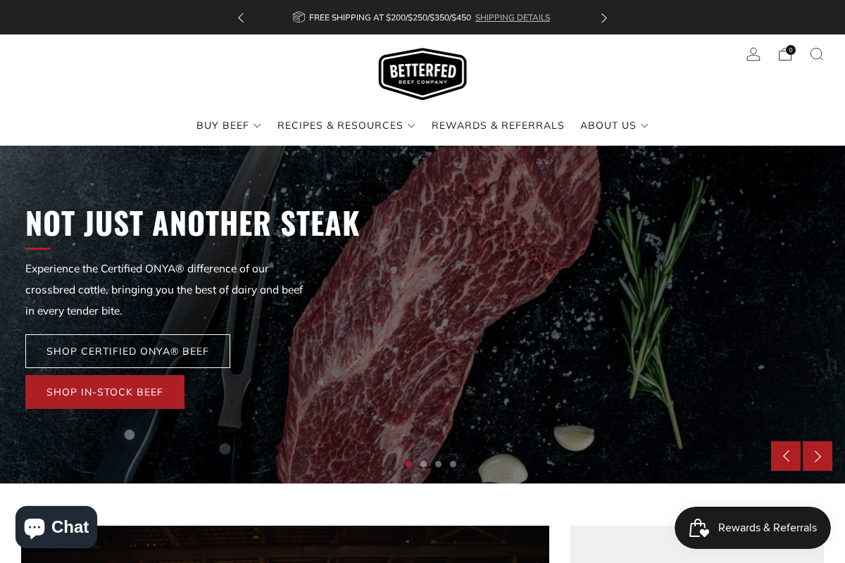 BetterFed Beef homepage screenshot
