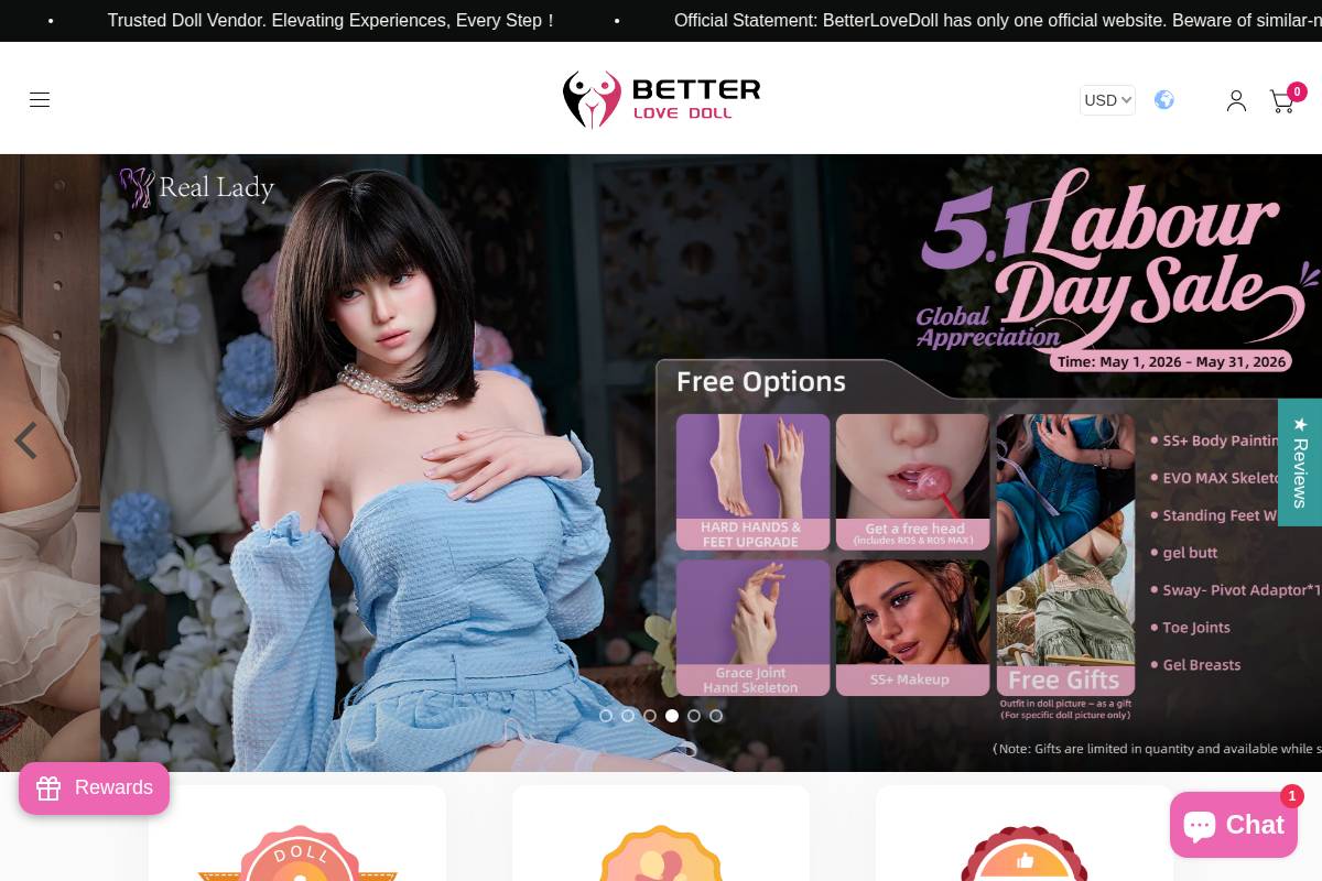 Betterlovedoll homepage screenshot