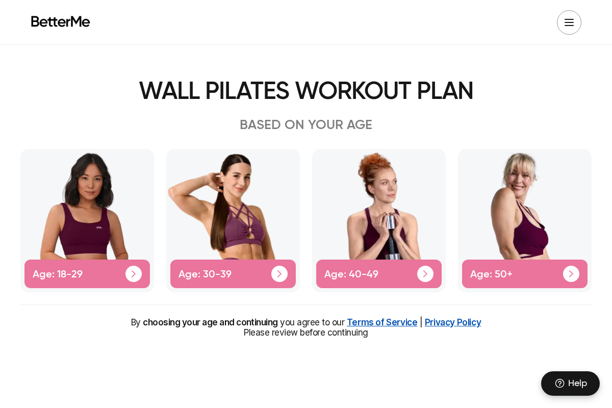 Betterme Pilates homepage screenshot