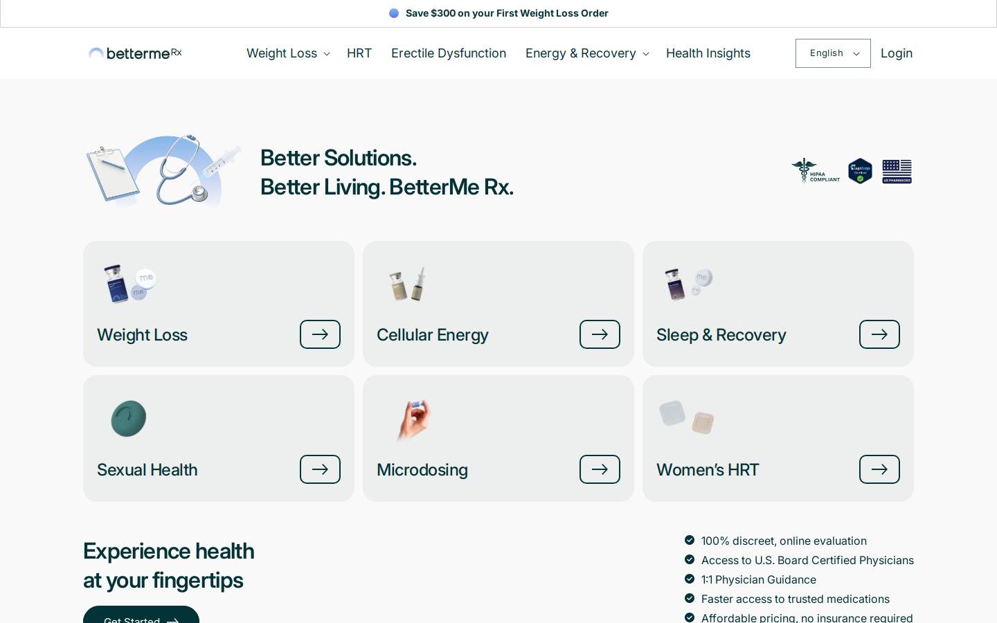 BetterMe Rx homepage screenshot