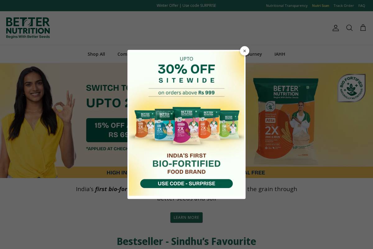 betternutrition.in homepage screenshot