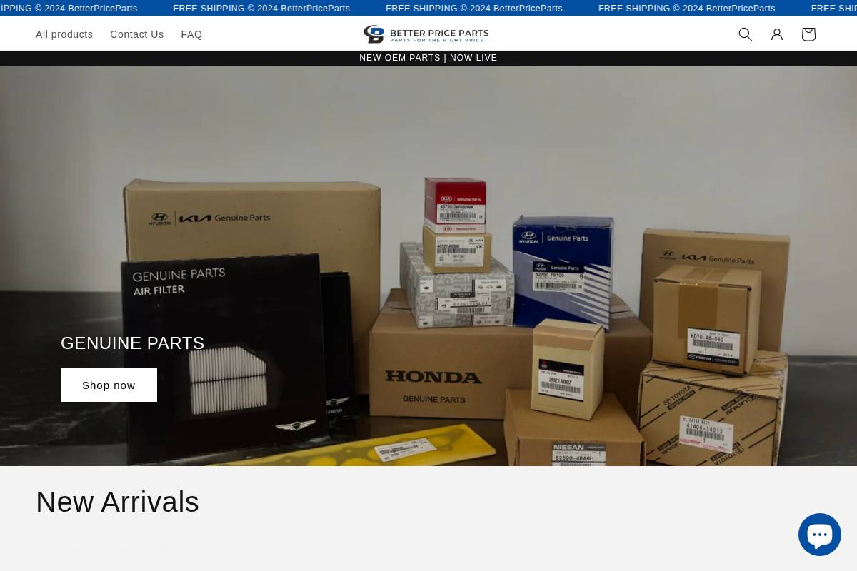 Betterpriceparts homepage screenshot