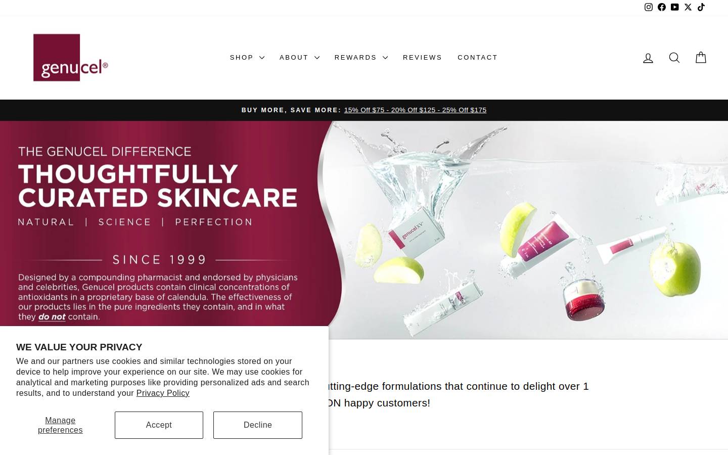 Chamonix Skin Care homepage screenshot