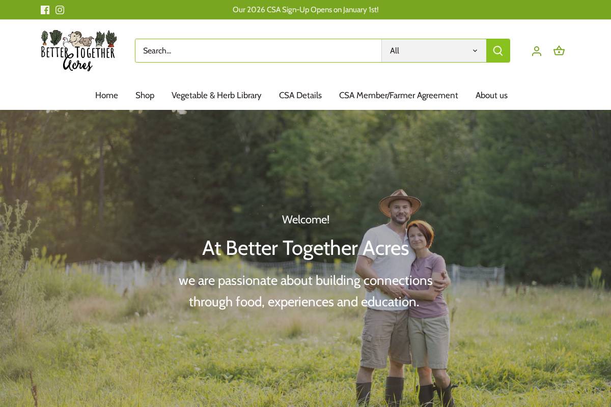 bettertogetheracres.com homepage screenshot