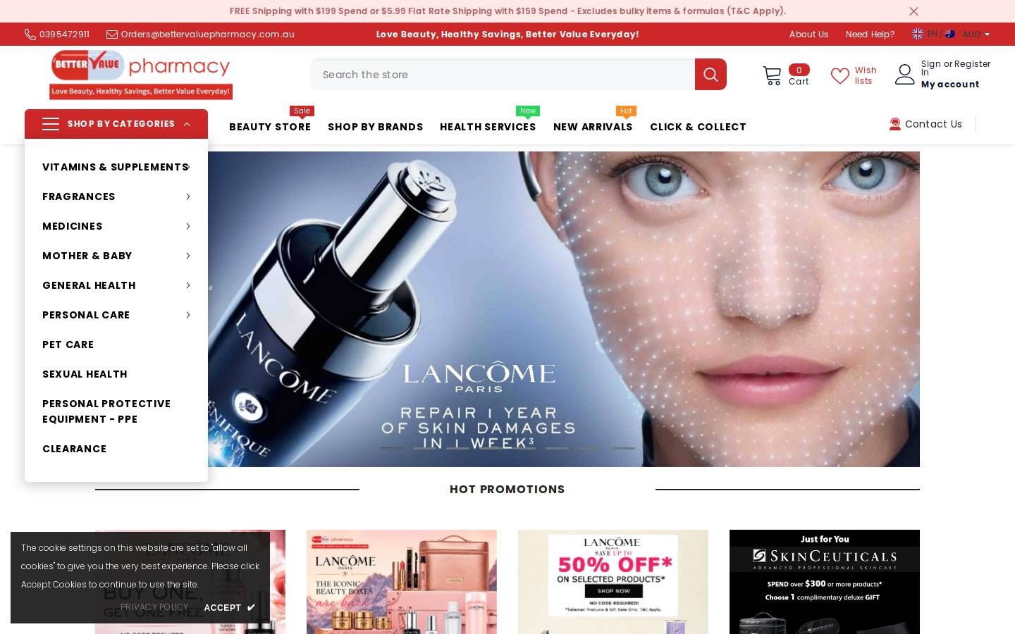 bettervaluepharmacy.com.au homepage screenshot