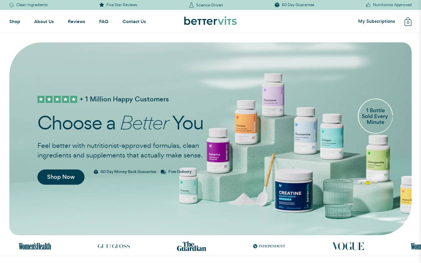 Bettervits homepage screenshot