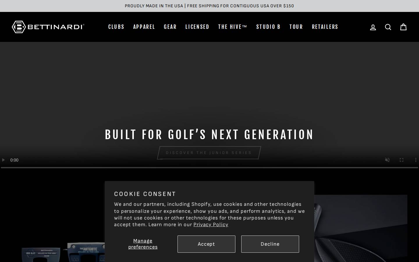 bettinardi.com homepage screenshot