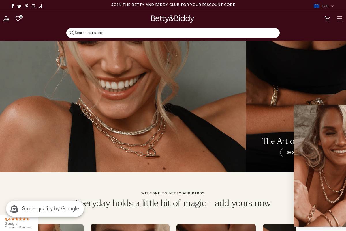 BettyandBiddy homepage screenshot
