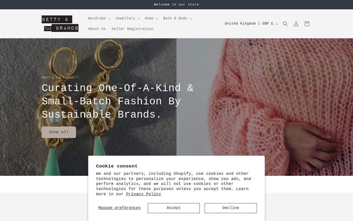 bettyandthebrands.com homepage screenshot
