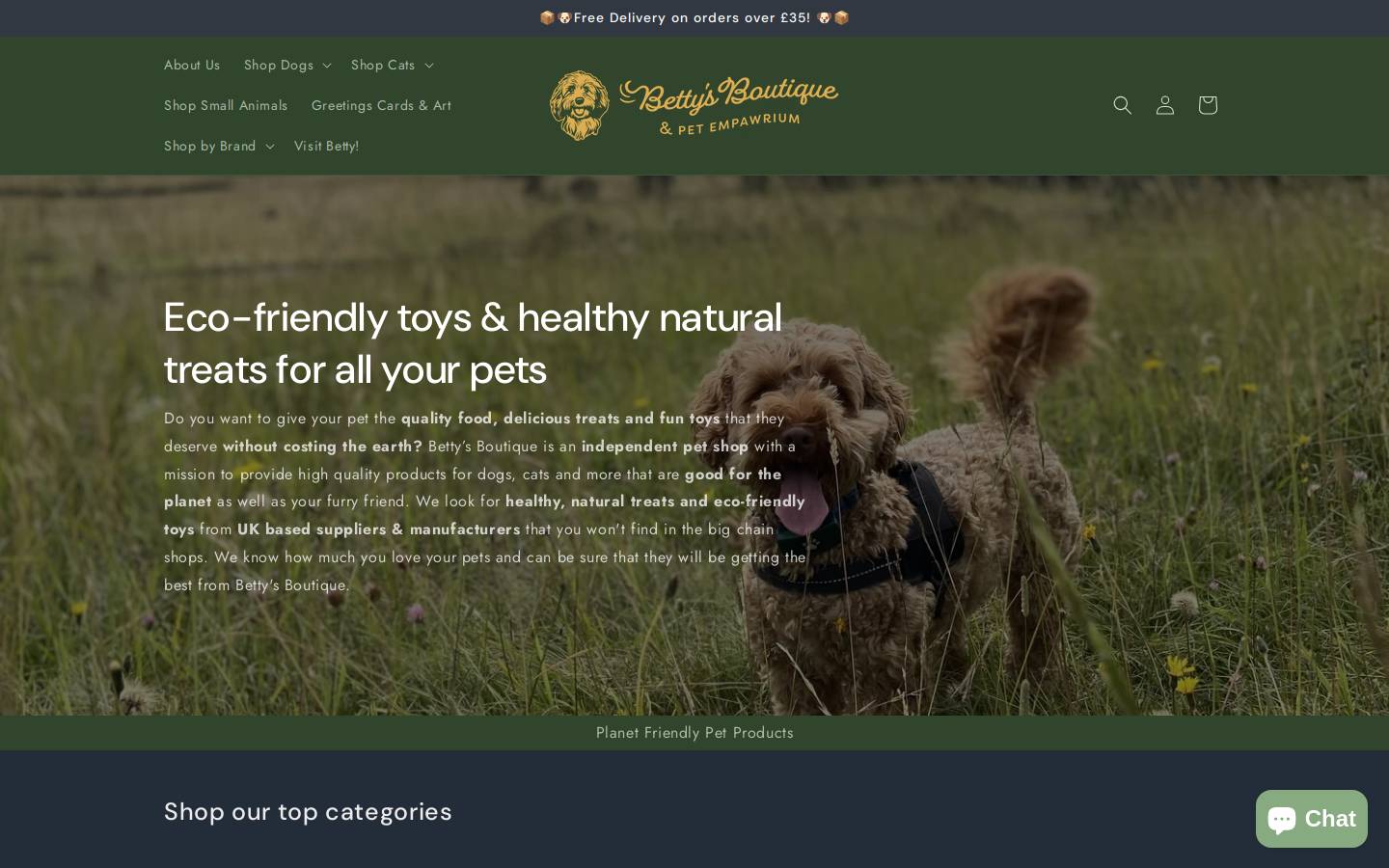 bettys-boutique.co.uk homepage screenshot