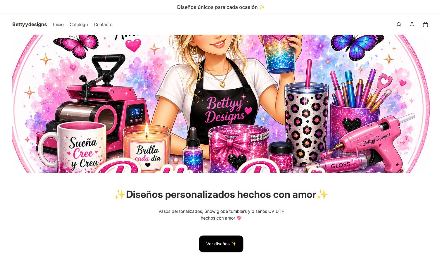 bettyydesigns.com homepage screenshot