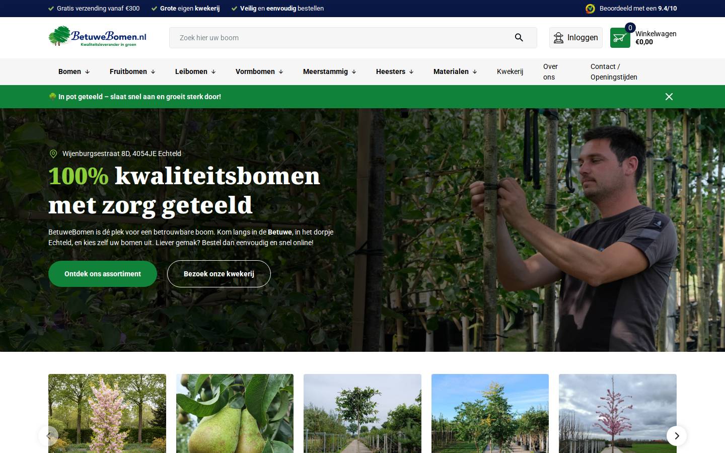 Betuwebomen homepage screenshot