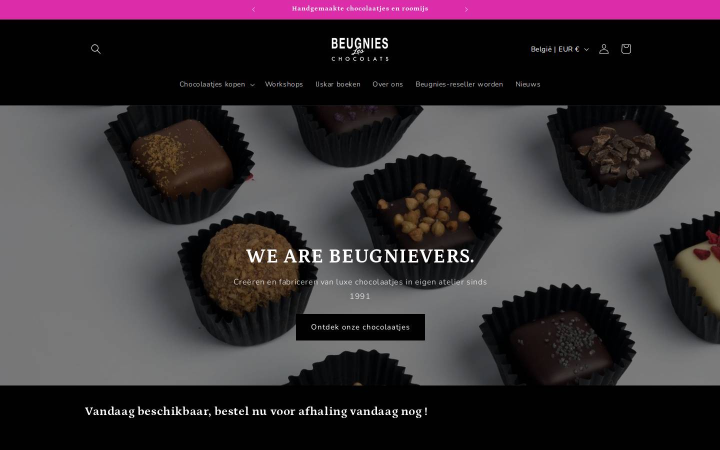beugniesleschocolats.be homepage screenshot