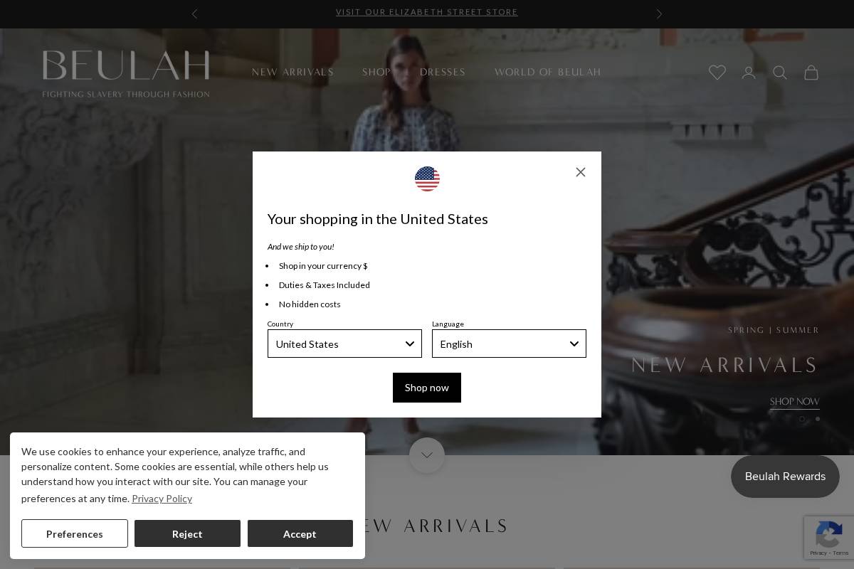 Beulah London homepage screenshot