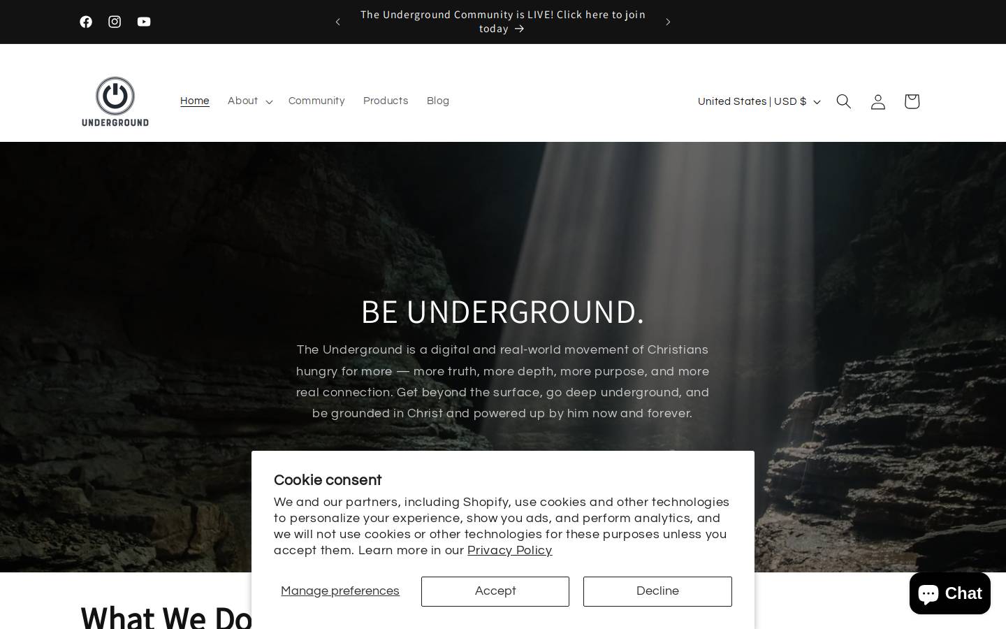 beunderground.com homepage screenshot