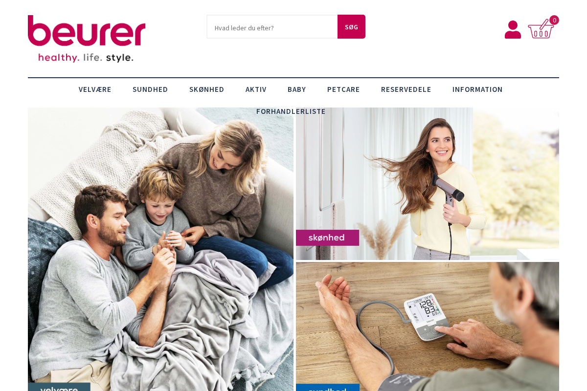 Beurer.dk - Sundhed og velvære til hele familien homepage screenshot
