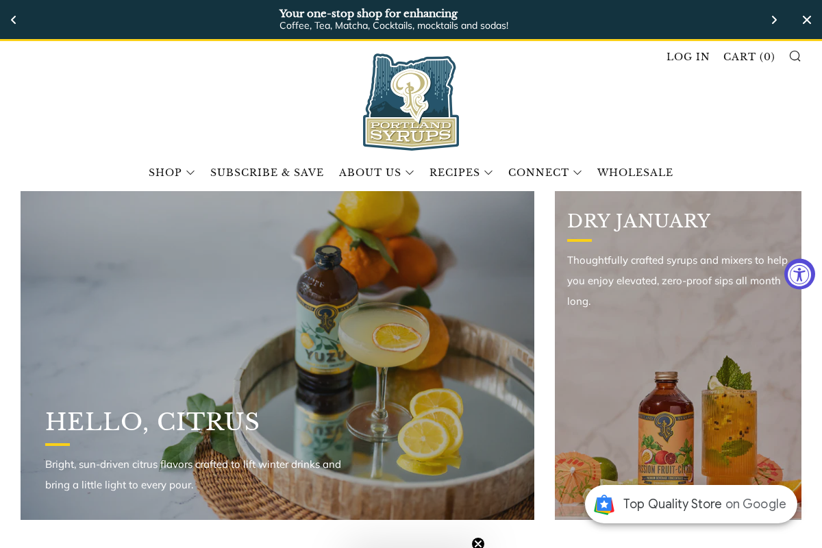 Portland Syrups homepage screenshot