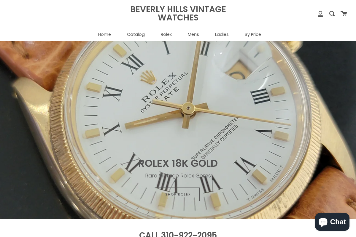 BEVERLY HILLS VINTAGE WATCHES homepage screenshot
