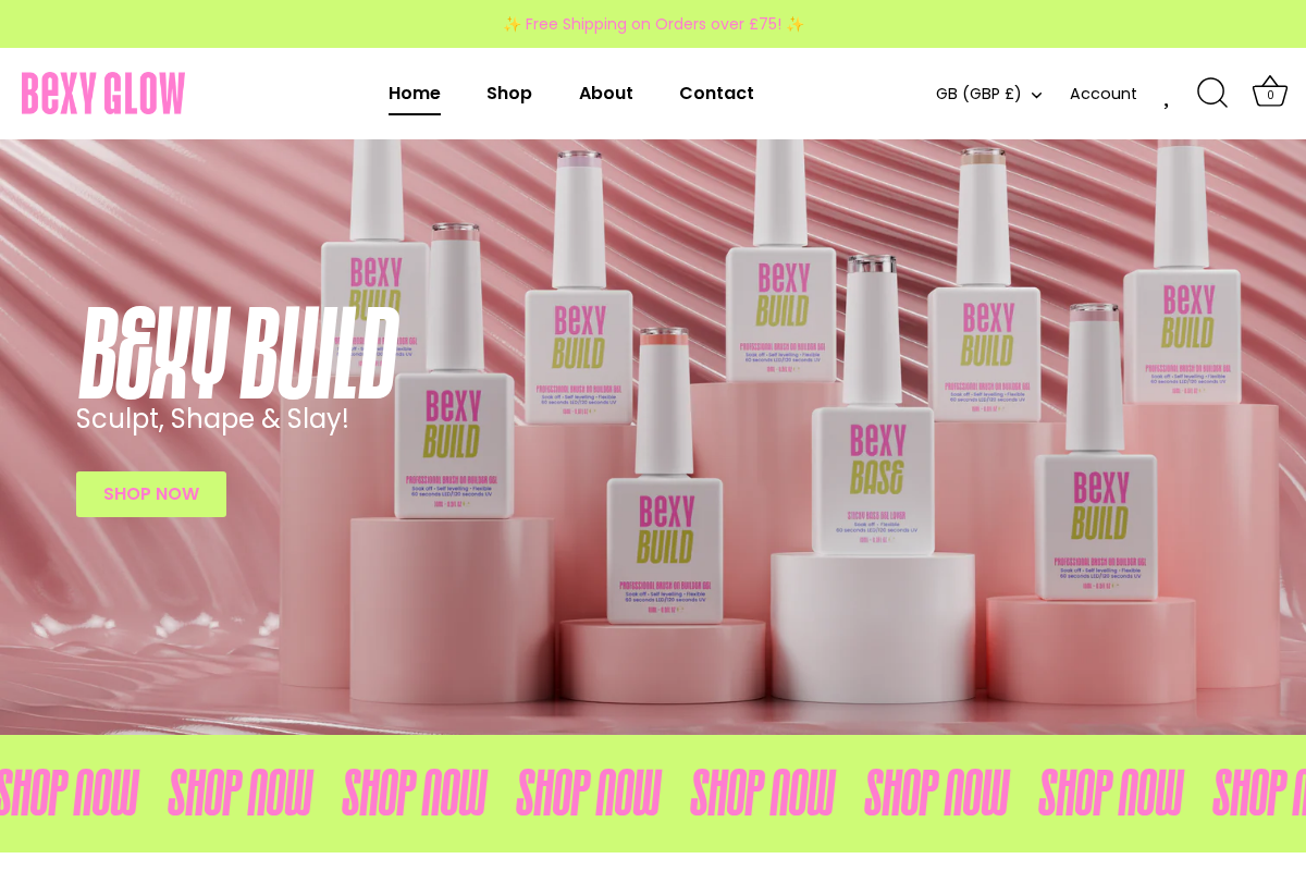 Bexy Glow homepage screenshot