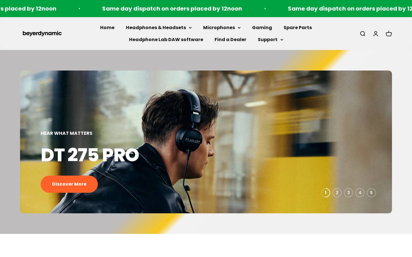 Beyerdynamic homepage screenshot