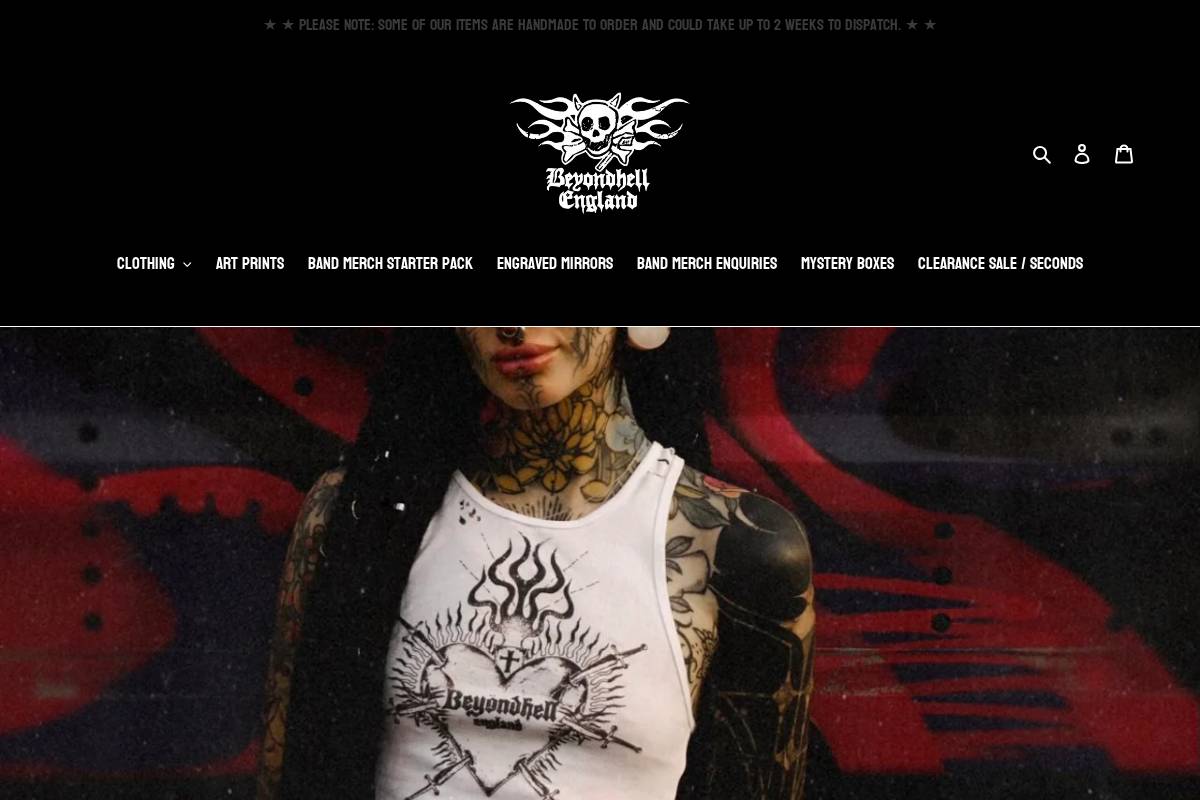 beyondhellx.com homepage screenshot