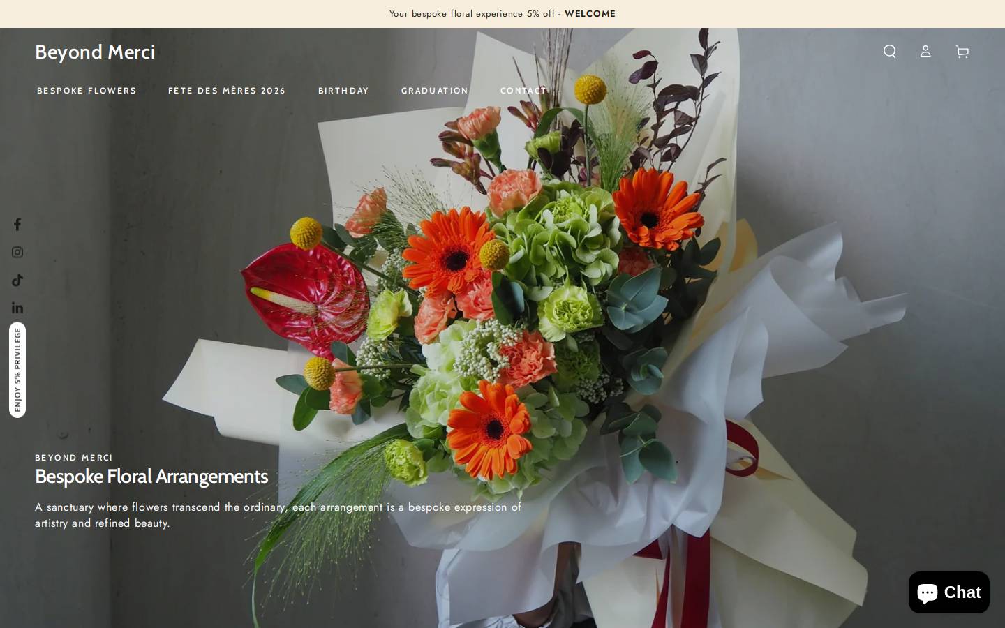 beyondmerci.com homepage screenshot