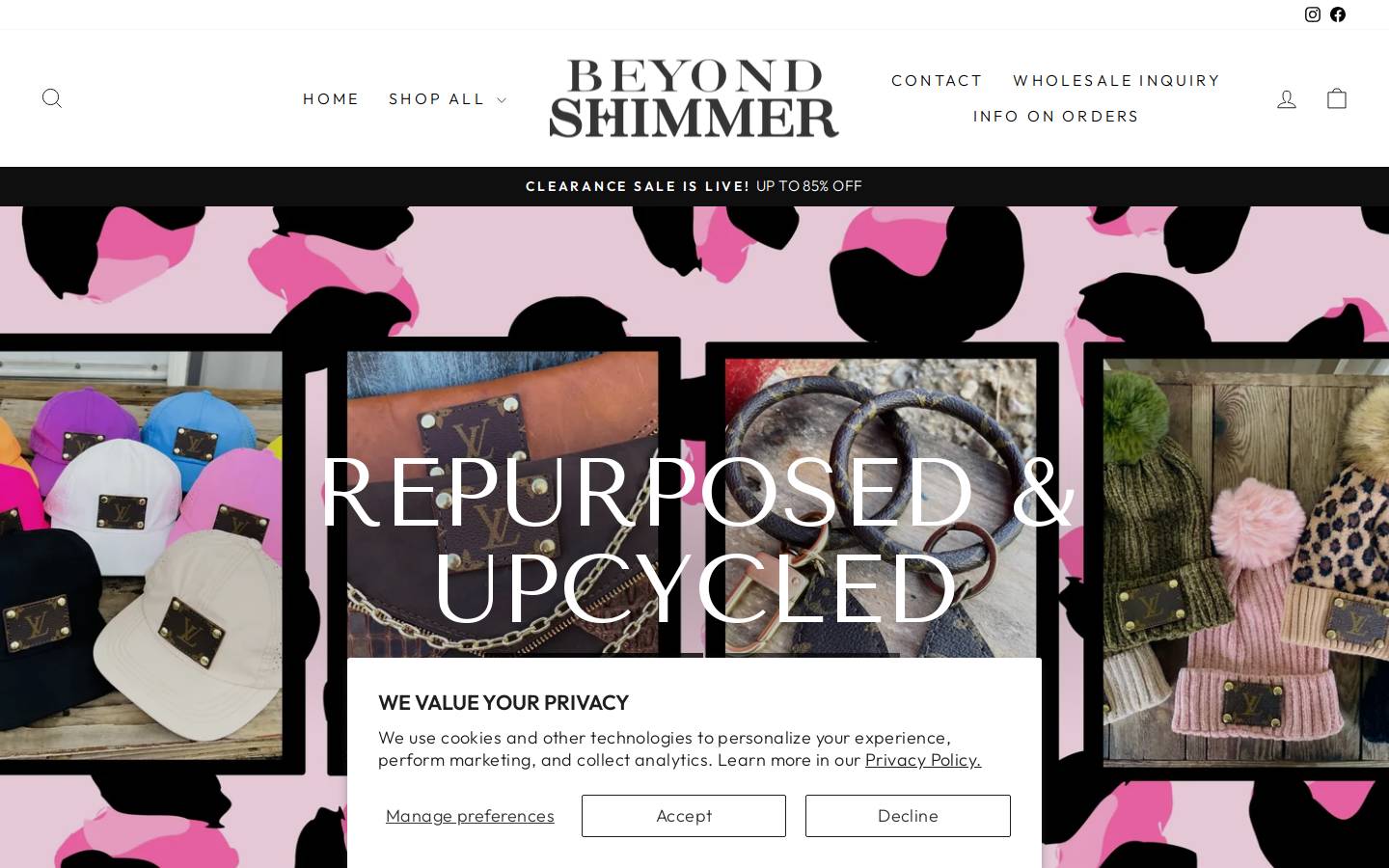 beyondshimmer.com homepage screenshot