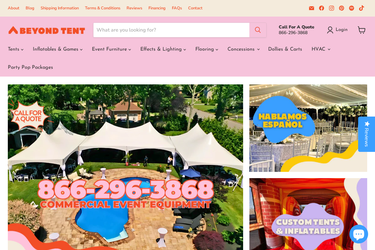 Beyond Tent homepage screenshot