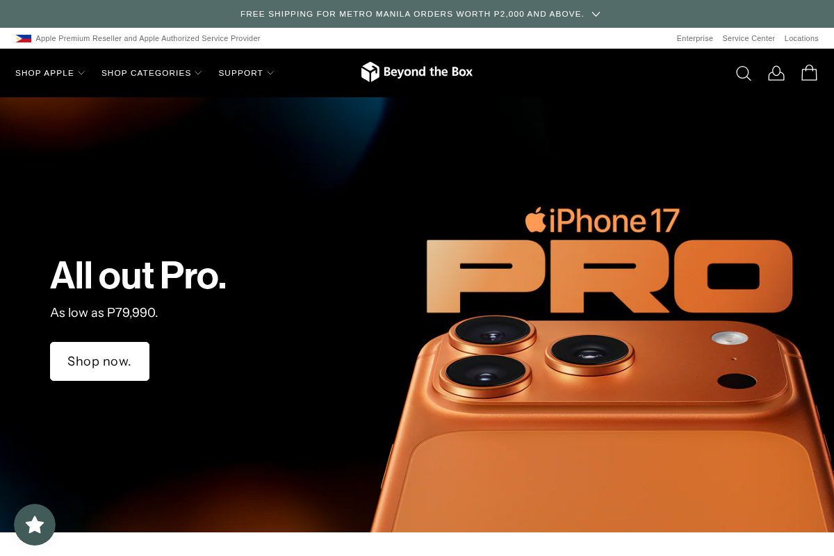 Beyondthebox homepage screenshot