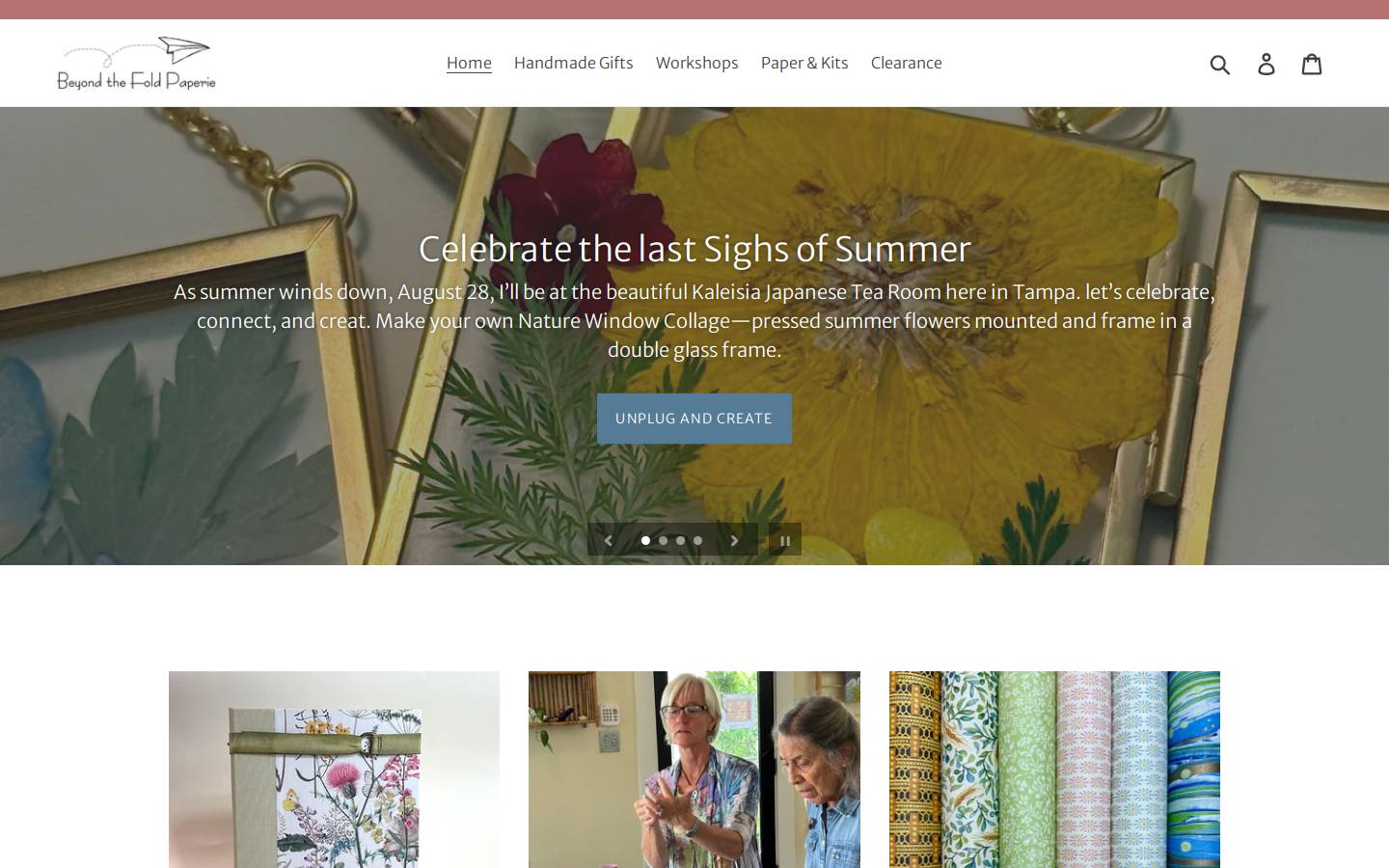 beyondthefoldpaperie.com homepage screenshot