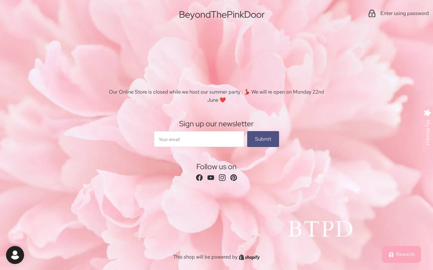Beyondthepinkdoor homepage screenshot