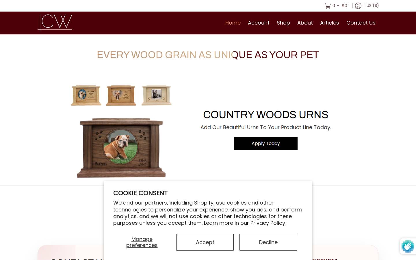 beyondurns.com homepage screenshot