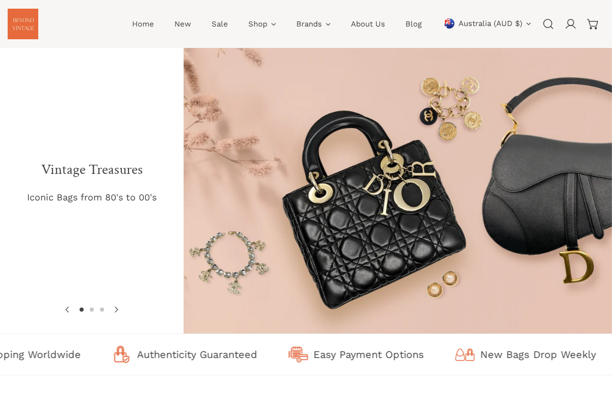 Beyond Vintage homepage screenshot