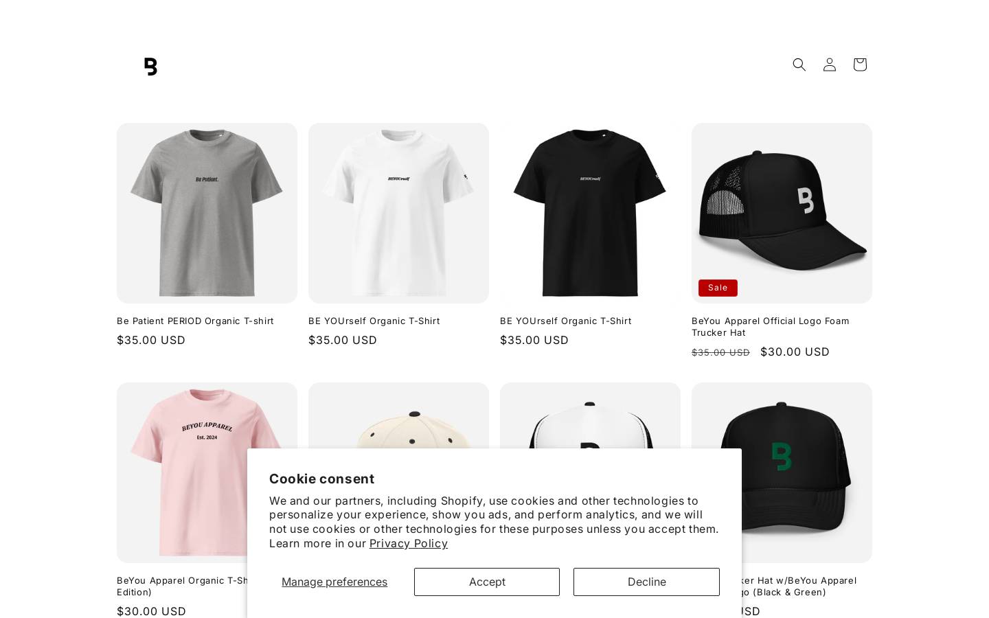 beyouapparelstore.com homepage screenshot