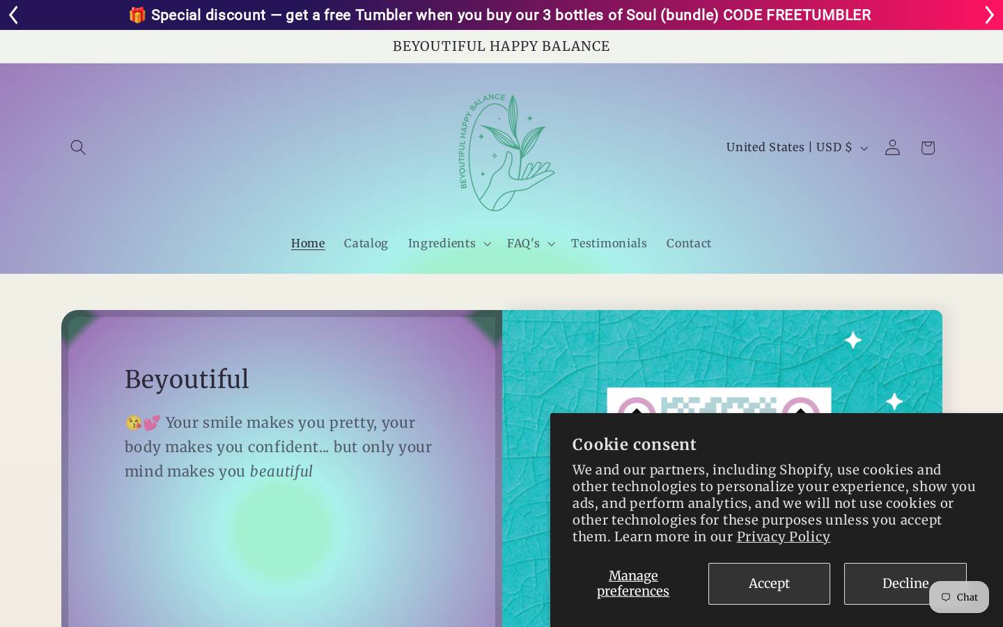beyoutifulhappybalance.com homepage screenshot