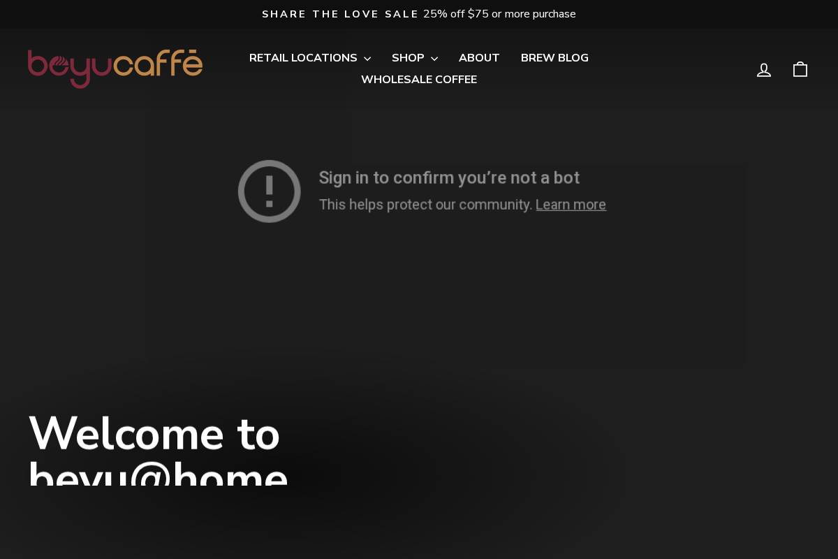 beyucaffe.com homepage screenshot