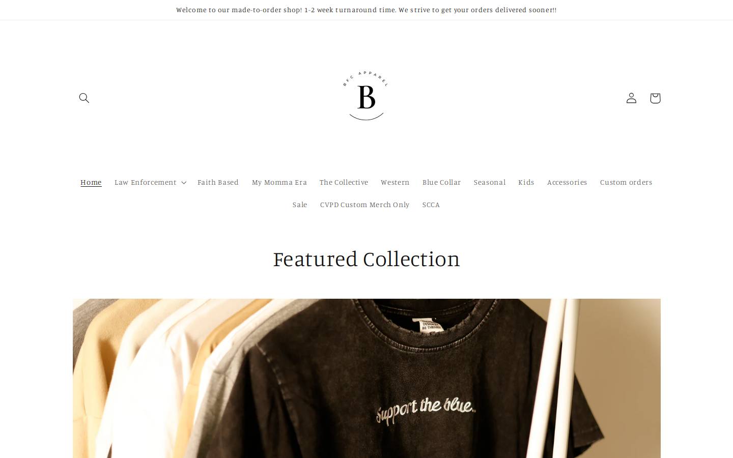 bfcapparel.com homepage screenshot