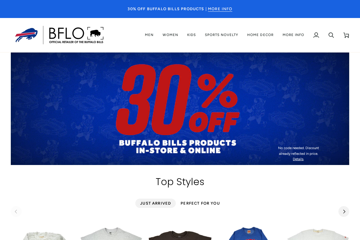 The BFLO Store homepage screenshot