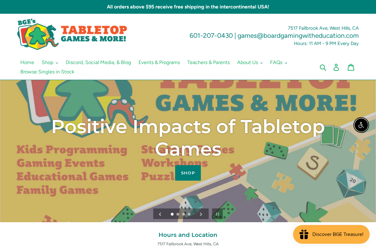 BGE's Tabletop homepage screenshot