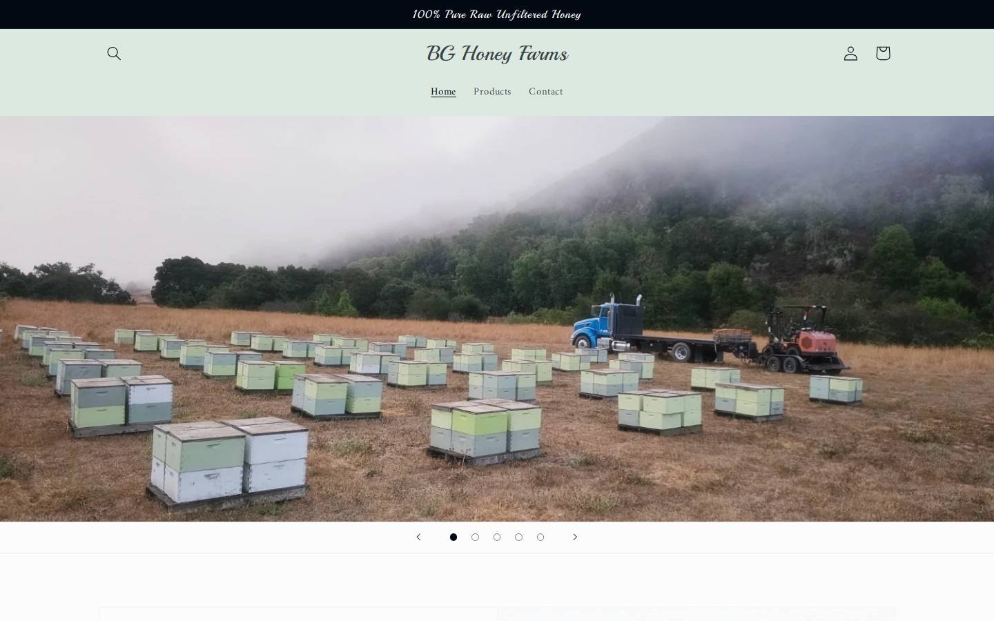bghoneyfarms.com homepage screenshot