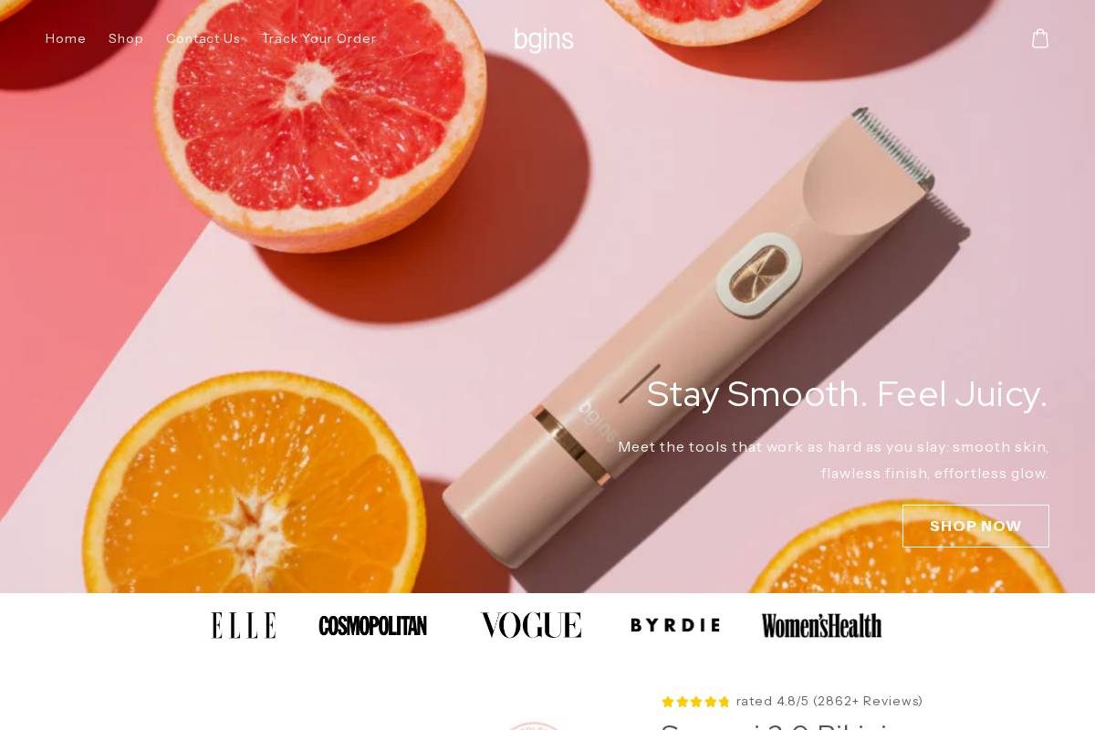 Bginsbeauty homepage screenshot