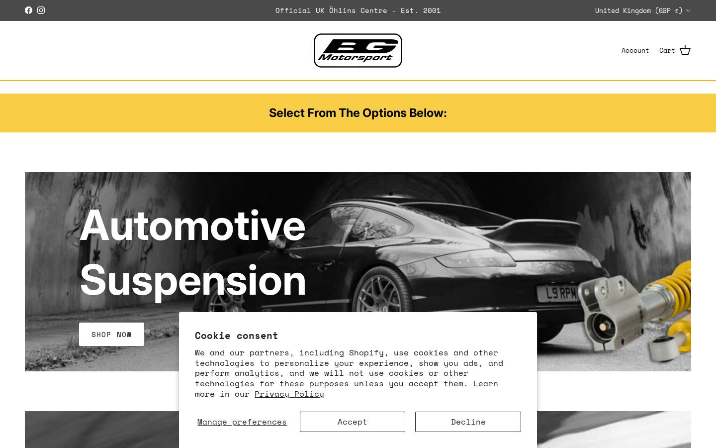 Bgmotorsport homepage screenshot