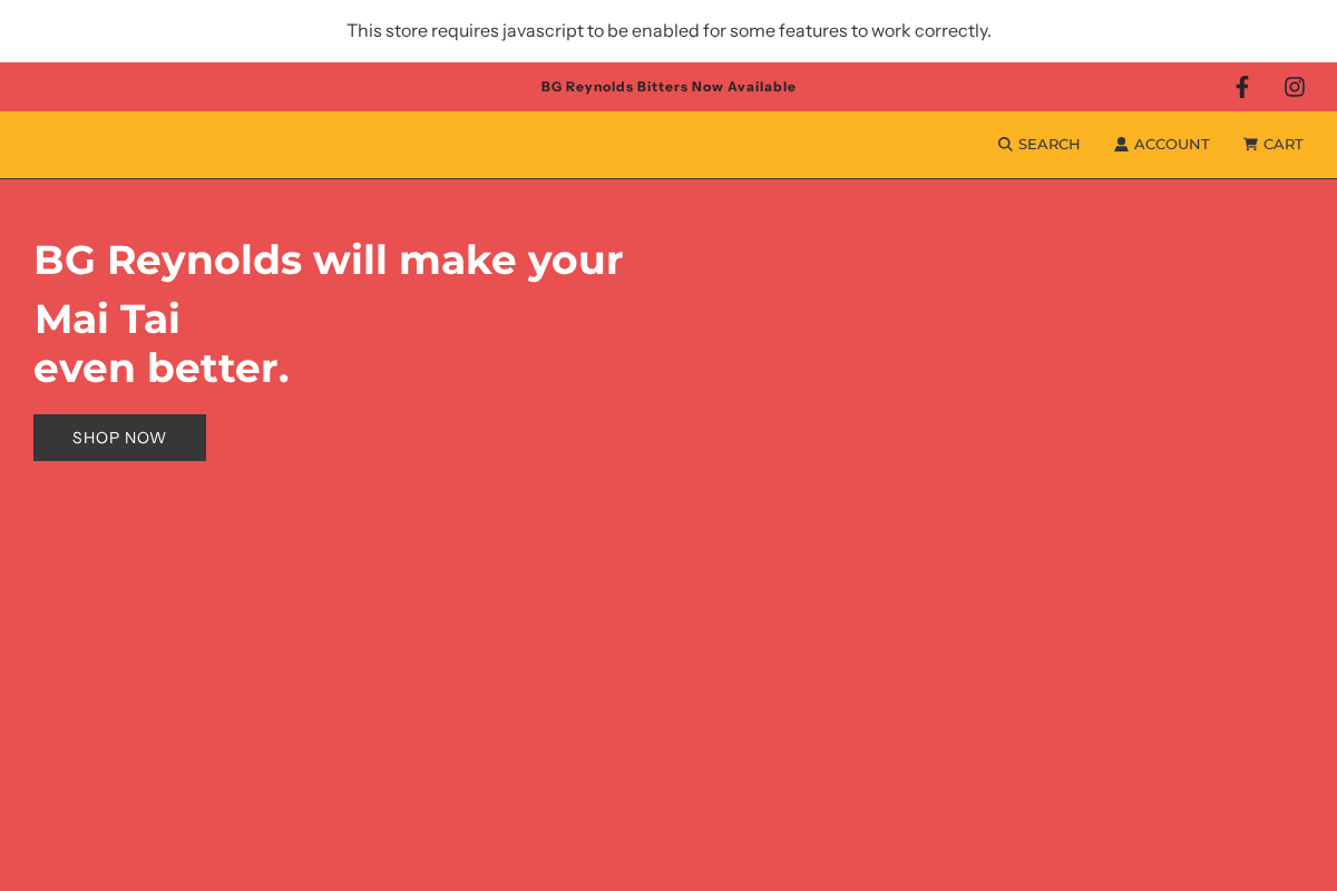 BG Reynolds Syrups homepage screenshot