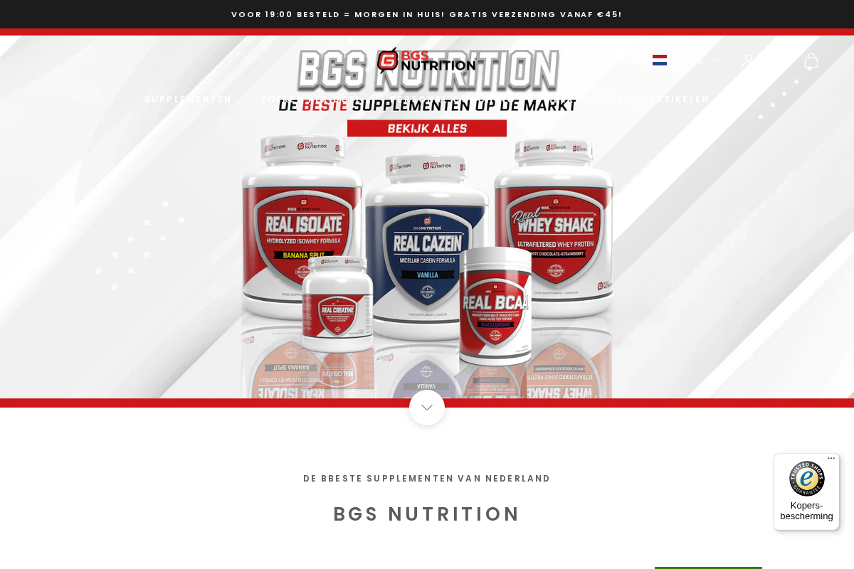 BGS Nutrition homepage screenshot