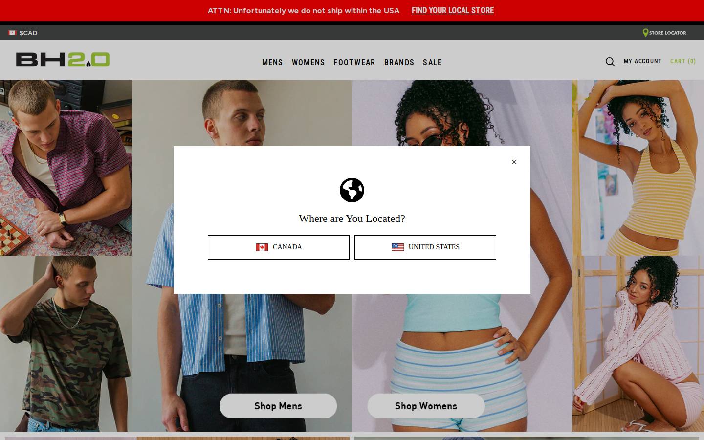 bh2stores.com homepage screenshot