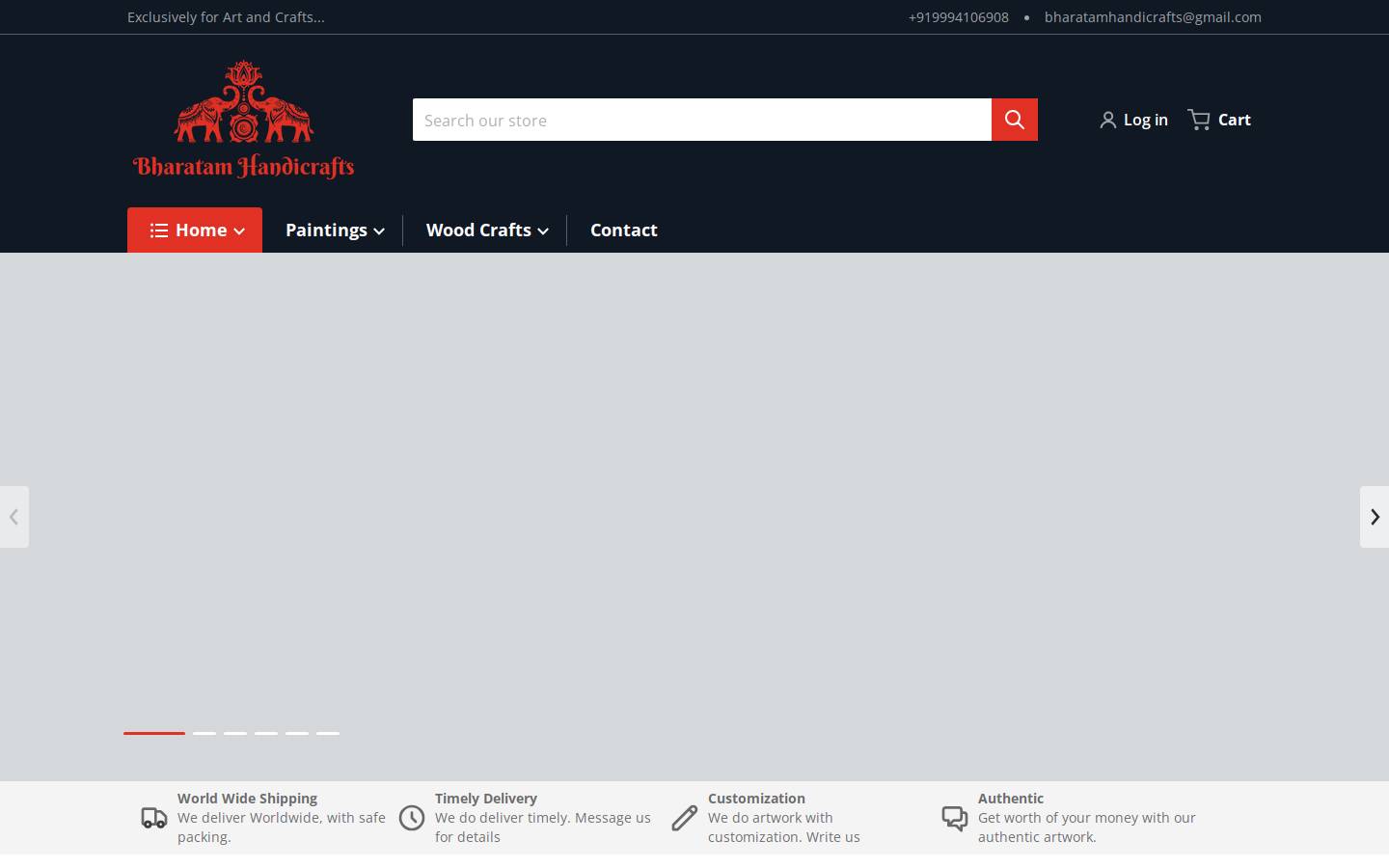 bharatamhandicrafts.com homepage screenshot