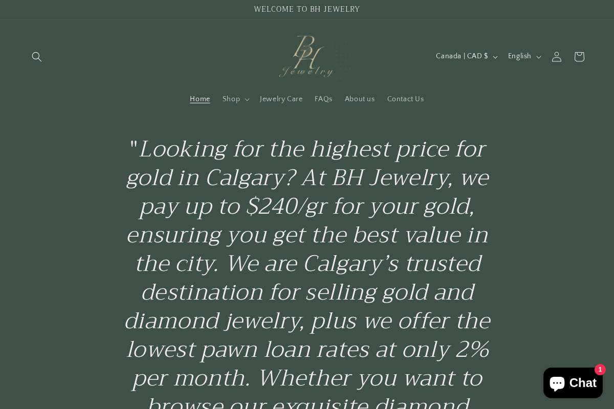 bhjewelry.net homepage screenshot